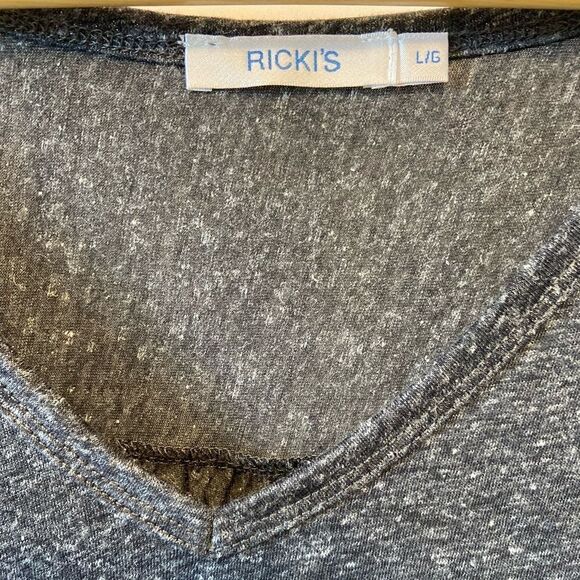 RICKIS Grey Linen&Cotton Blend Metallic Flex Tee L - Picture 8 of 8